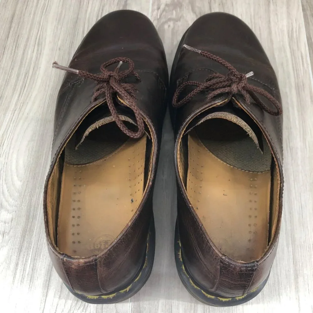 Dr Martens Shoes Mens 10 Brown Leather Lace Up Chunky Derby Oxfords